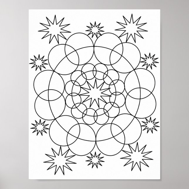 Poster - Circles and Stars Mandala to Color (Front)