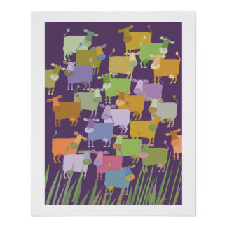 Poster colorful cows