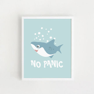 Poster Cute Shark “No Panic”