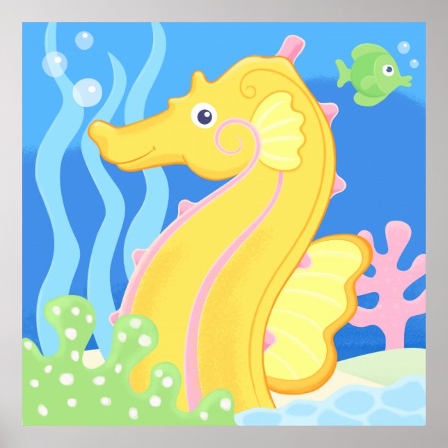 poster - cute tropical sea horse (Front)