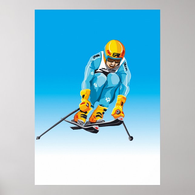 Poster Downhill Skier Jumping Winter Sport (Front)