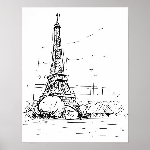 Poster Drawing of the Eiffel Tower