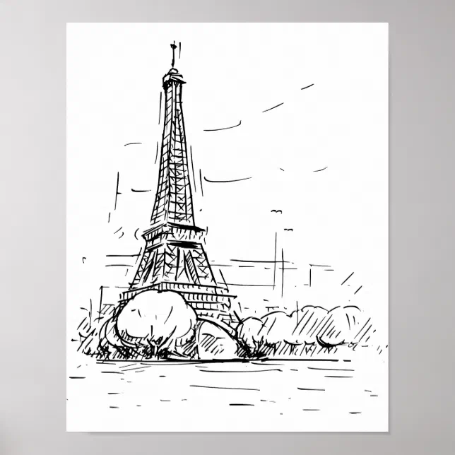 Poster Drawing of the Eiffel Tower | Zazzle