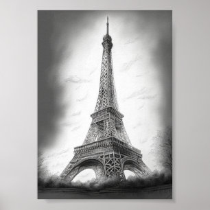 Poster Drawing of the Eiffel Tower