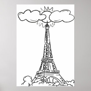 Poster Drawing of the Eiffel Tower