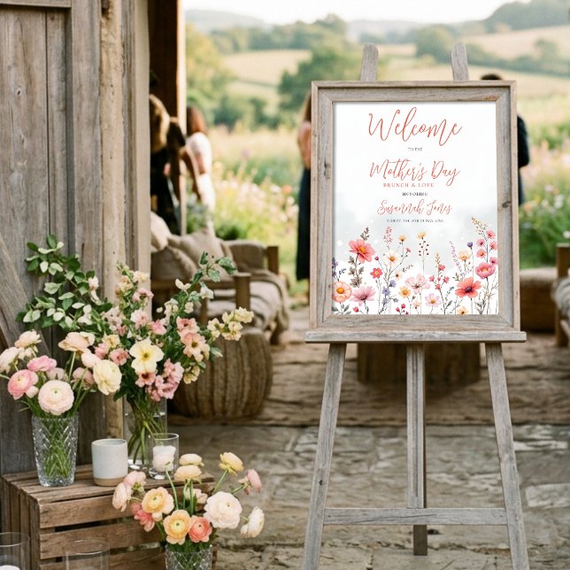 Póster Dreamy Wildflowers Field Mothers Day Event Poster (Dreamy Wildflowers Field Mother's Day Event Welcome Sign Poster. )