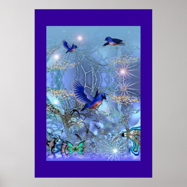 Poster Fantasy Art Blue Birds (Front)