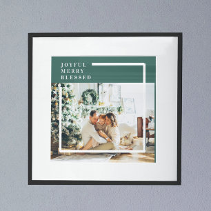 Póster Foto familiar moderna   Joyful Merry Blessed   Ver