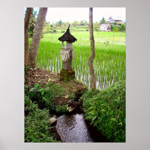 Poster full 18 x 24  Rice field Temple Bali