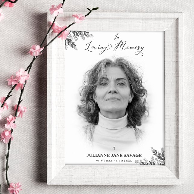 Póster Funeral Black Withe Photo Remembrance Servi Poster (Creator Uploaded)