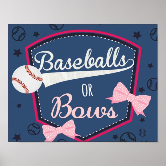 poster gender reveal baseball or bows