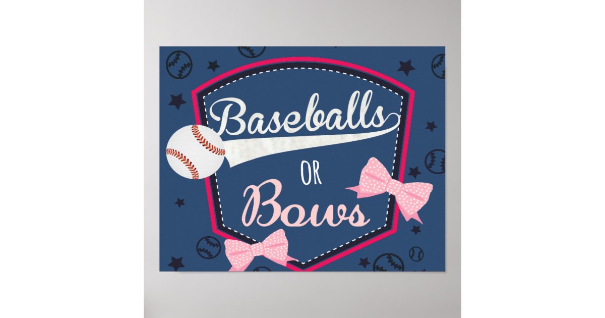 poster gender reveal baseball or bows Zazzle
