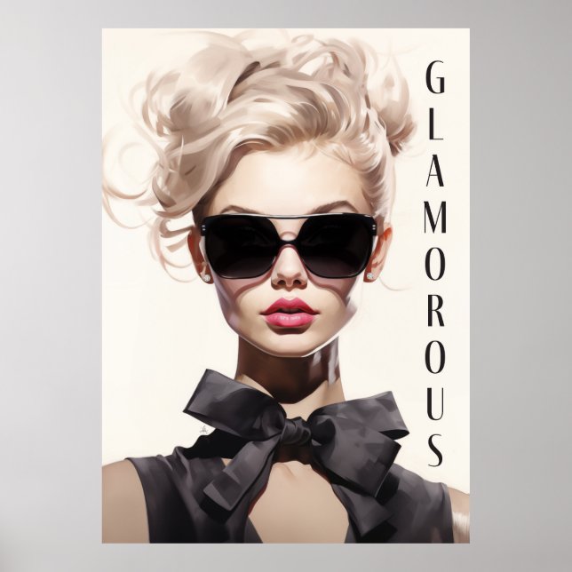 Poster Glamorous Fashion Model Black Bow (Front)
