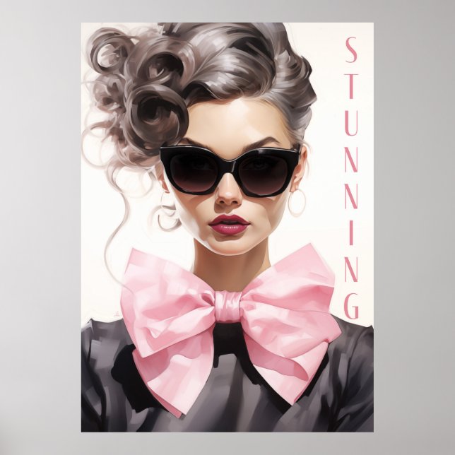 Poster Glamorous Fashion Model Black Bow (Front)