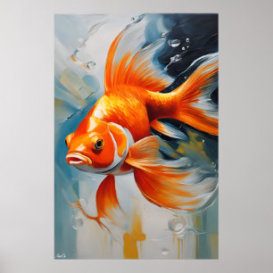 Poster Goldfish Oil Painting Style