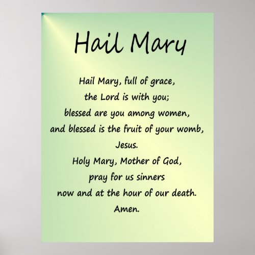 Poster  Hail Mary Christian Prayer