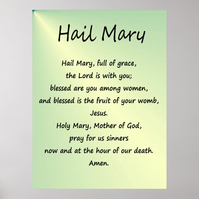 Poster ~ Hail Mary Christian Prayer (Front)