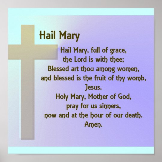 Poster-Hail Mary Prayer Poster | Zazzle.com