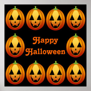 Poster Happy Halloween Pumpkins