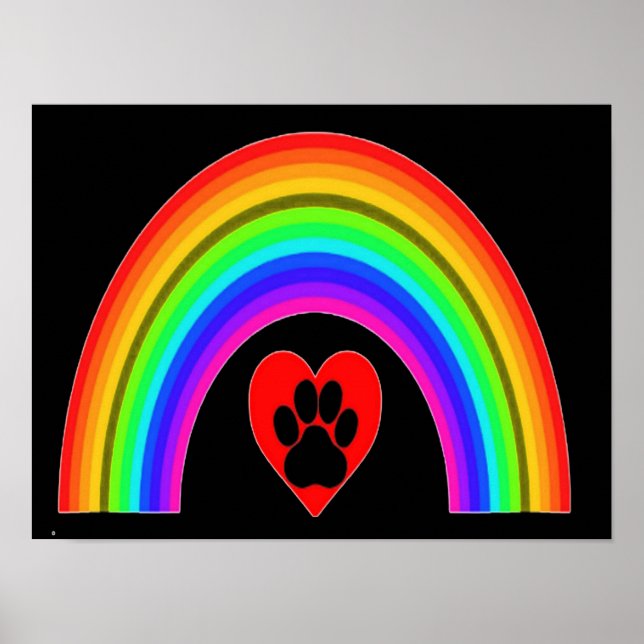 Poster Heart With Paw Under A Rainbow (Front)