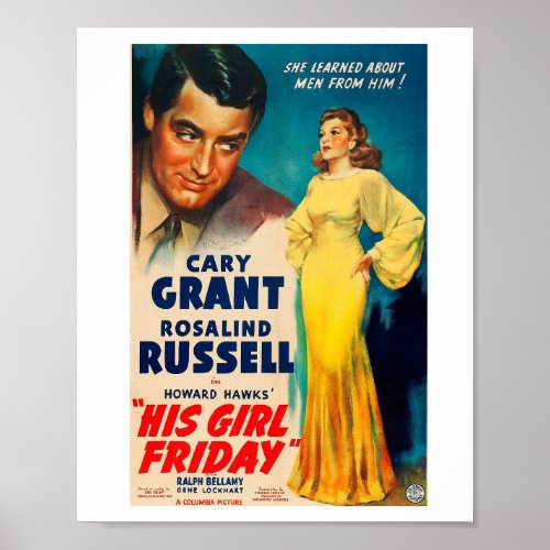 Poster His Girl Friday_Cary Grant Rosalind Russell