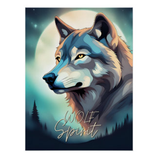 Poster in spirit wolf style unique painted design