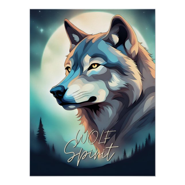 Poster in spirit wolf style unique painted design (Front)