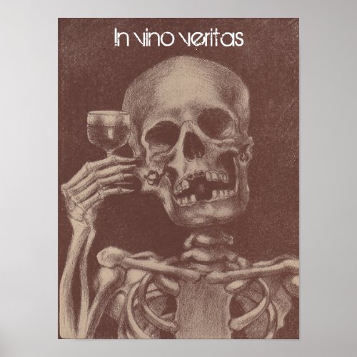 Poster In vino veritas  In wine Truth Skeleton