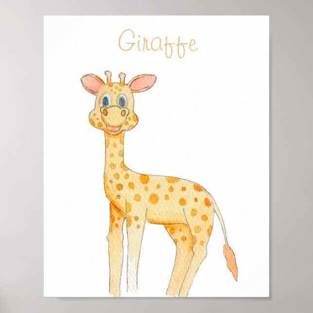 Póster INFANTIL JIRAFA acuarela para cuarto niños Poster (Front)
