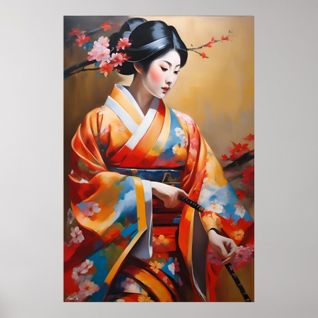 Poster | Japanese Woman | Oil Painting Style  (Front)
