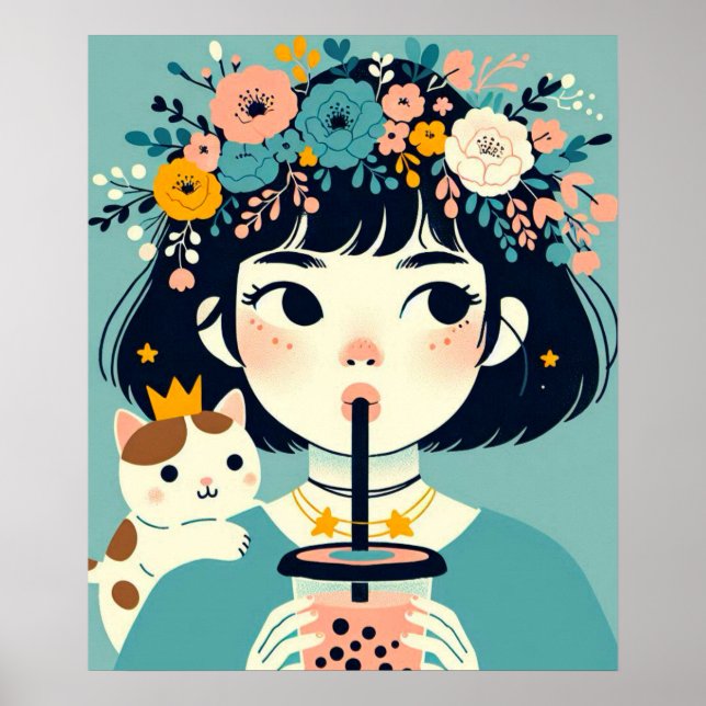 Poster “La petite fille au bubble tea“ (Front)