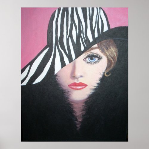 Poster    Lady in a zebra hat