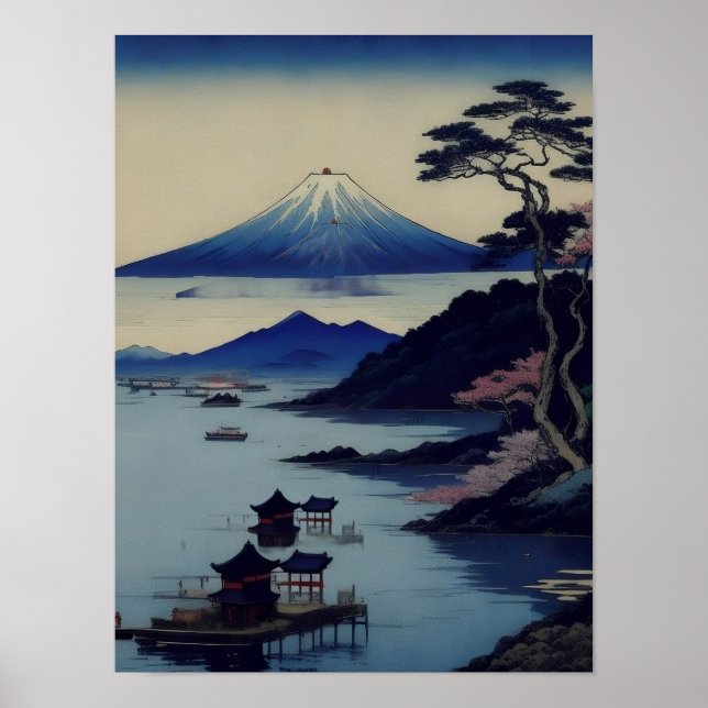 Poster - Lake, Pine and Mountain - Japan (Front)