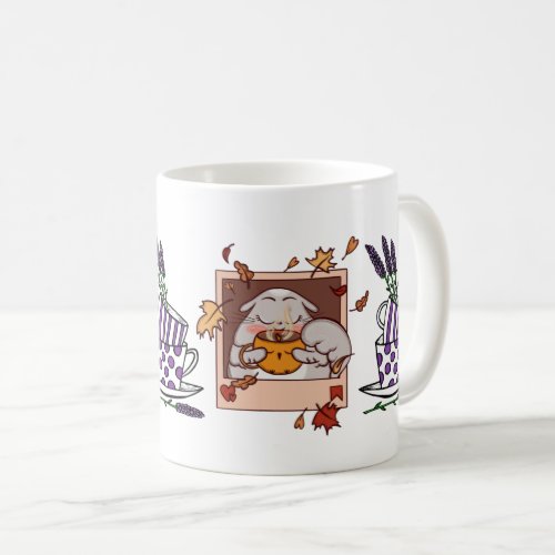 Poster Lavender Cat Coffee Drinks Coffee Mug