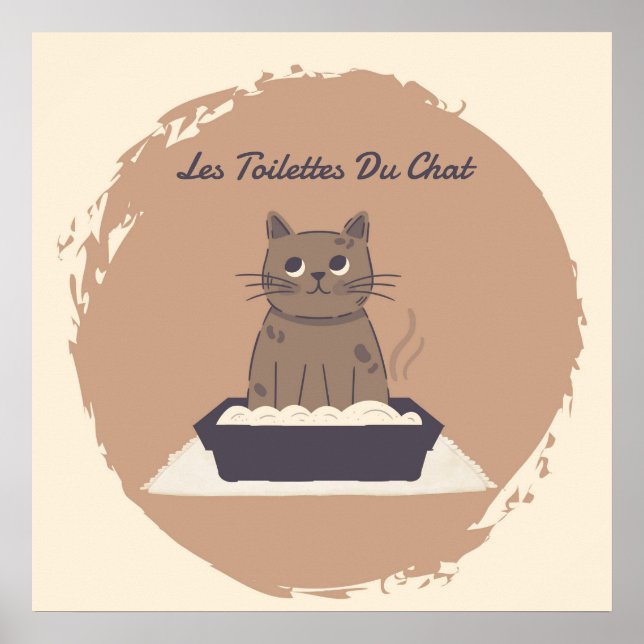 Poster, Les Toilettes Du Chat Brown Cat Poster (Front)