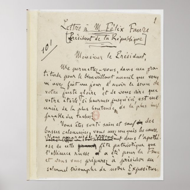 Poster letter I accuse (Front)