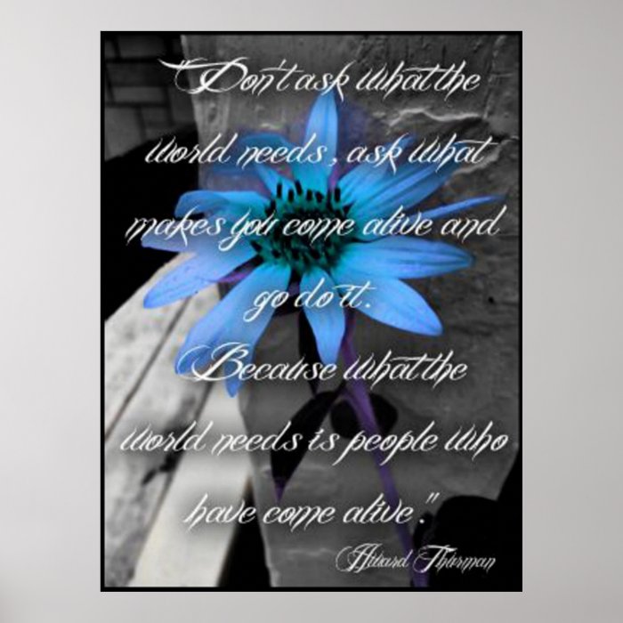 Poster, Lg Blue Sunflower Thurman Quote