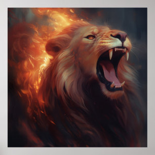 Poster Lion Feu