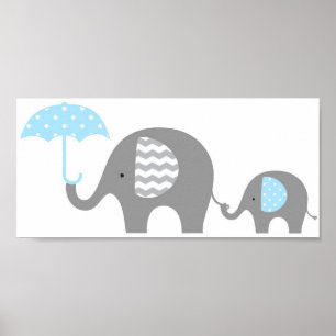 Poster - Mama & Baby Elephant