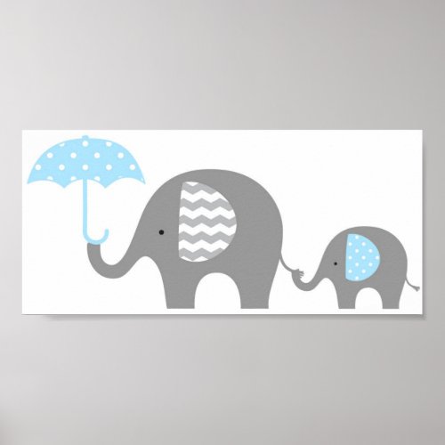 Poster - Mama & Baby Elephant