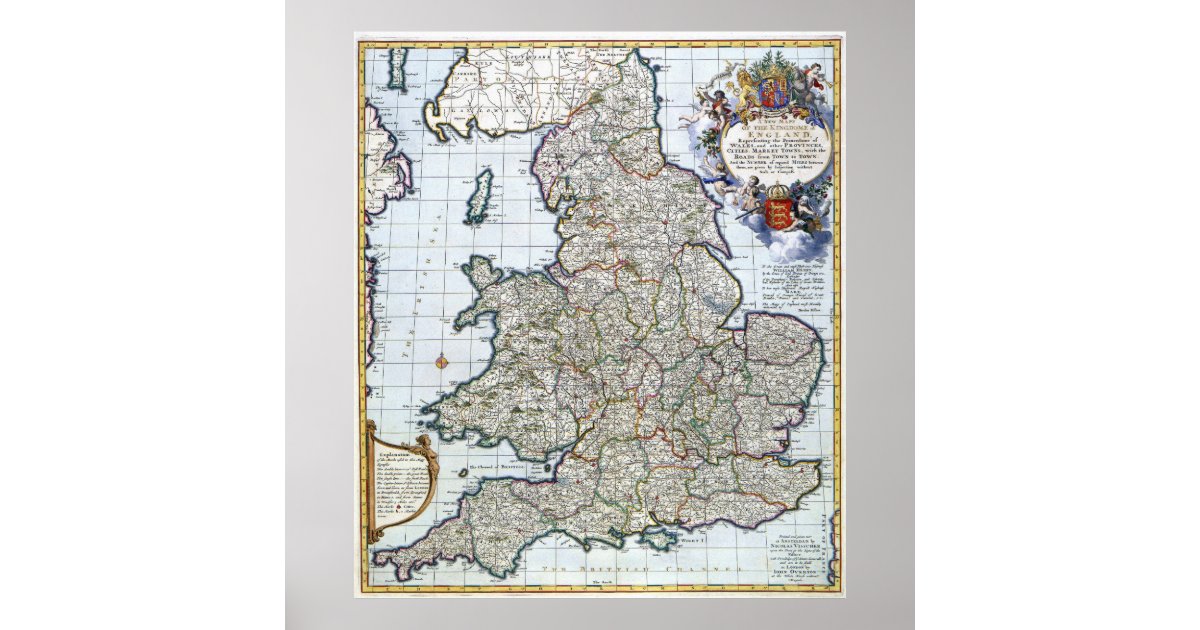 Poster - Map of 14th-century England | Zazzle