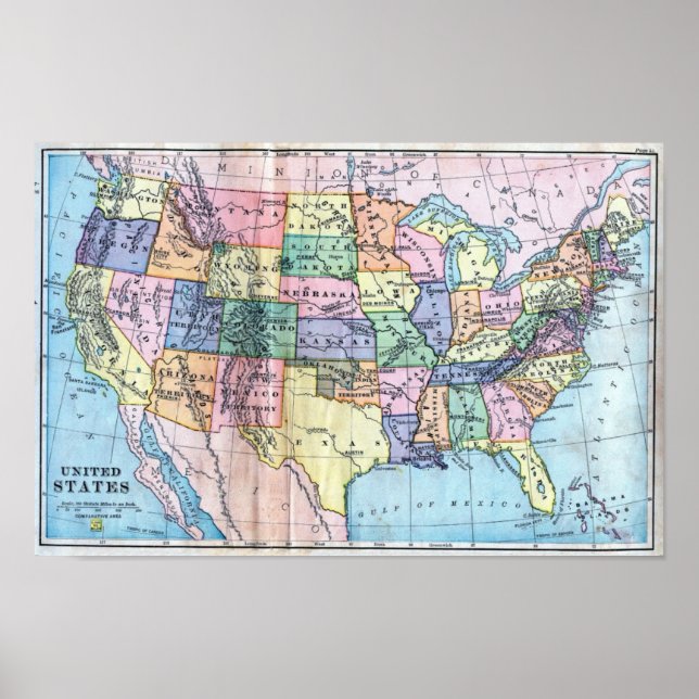 Poster - Map of America States (Front)