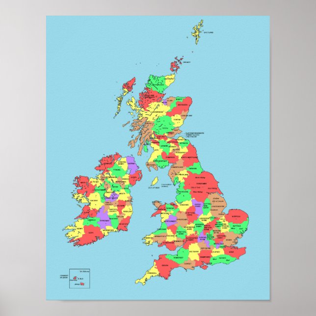 Poster - Map of Counties in Great Britain (Front)