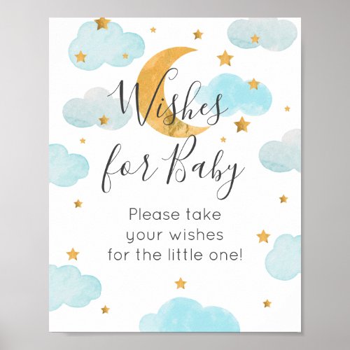 Pster Moon  Stars Wishes for Baby sign
