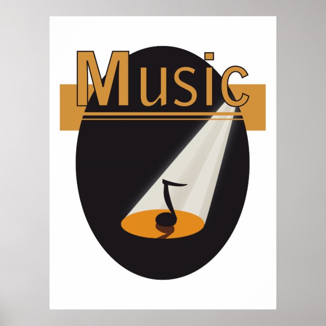 Poster - Muzieknoot in spotlight design Music (Front)