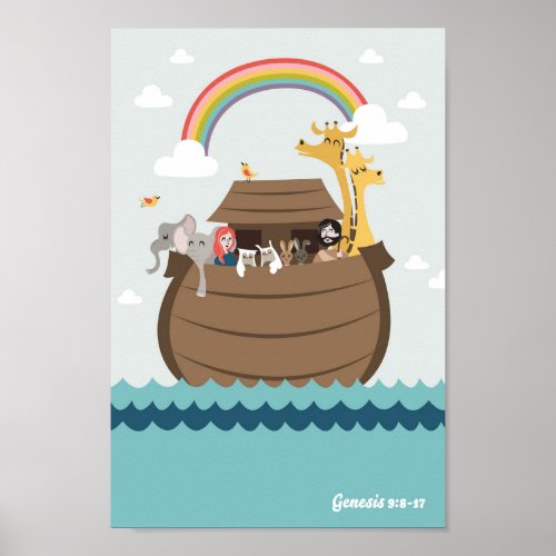 Poster Noahs Ark Animal Pairs Christian Wall Art
