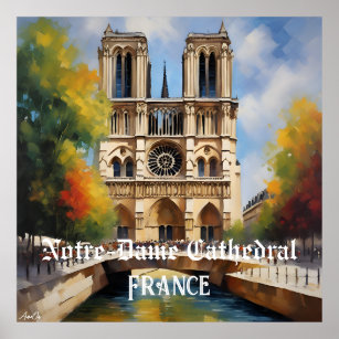 Poster  Notre-Dame Cathedral, France   AI Content 
