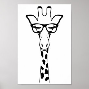 Poster- Nursery Kids Bedroom Giraffe Glasses Poster