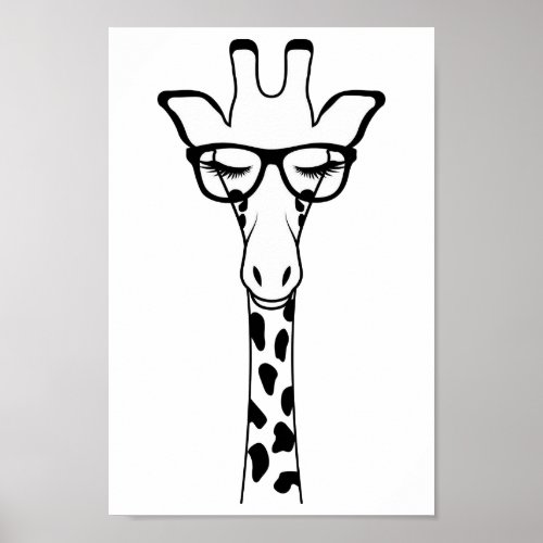 Poster_ Nursery Kids Bedroom Giraffe Glasses Poster