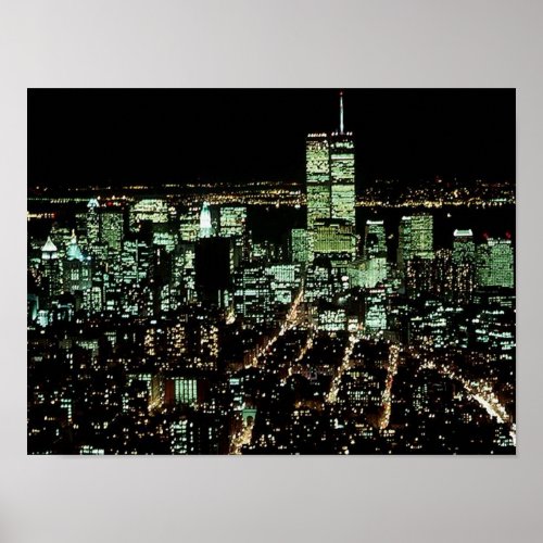 POSTER NYC In Memoriam  Twin Towers Night lights